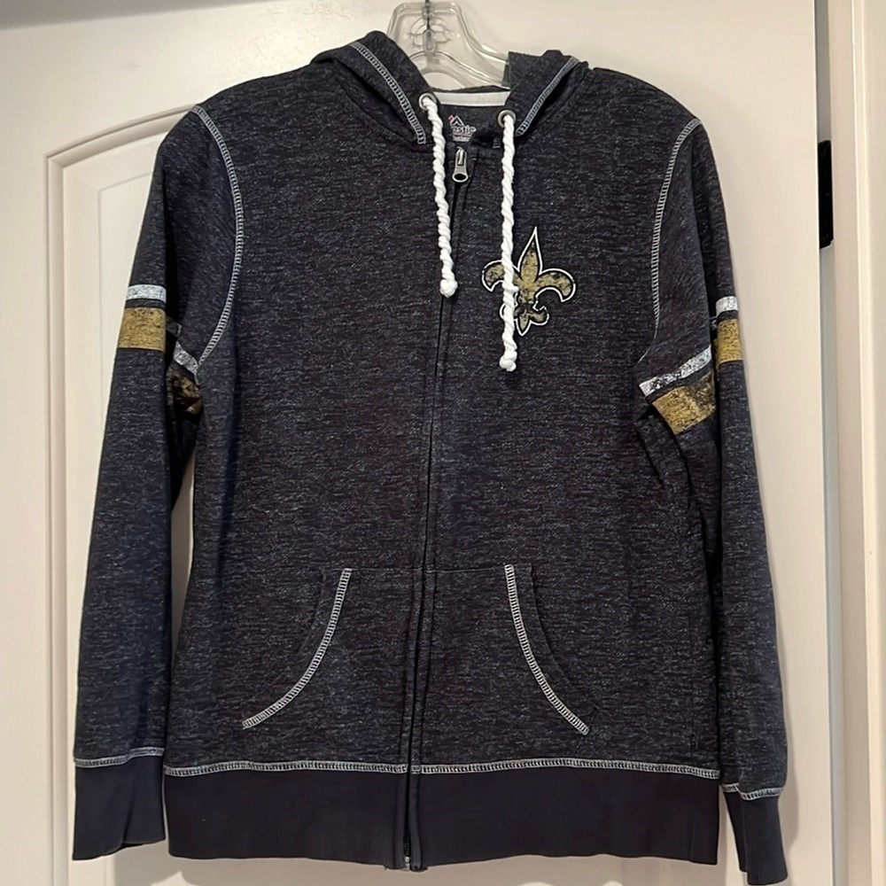 New Orleans Saints Full Zip Hooded Jacket Light Black or very dark gray size M